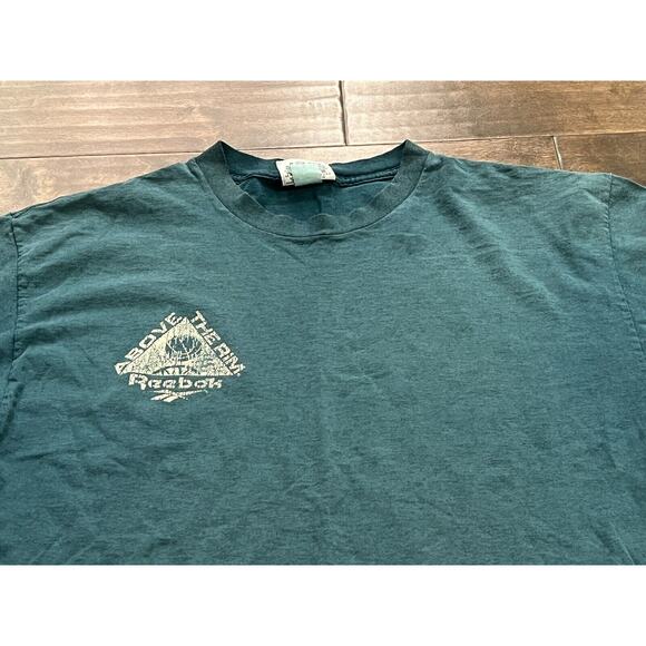 Vintage 90s Reebok Mens Turquoise Above The Rim Short Sleeve T-shirt Size L - Picture 4 of 9